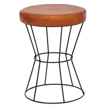 Sitzhocker >WL6.093< in Braun, Echtleder - 48x35cm...
