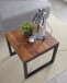Beistelltisch >WL6.150< in Sheesham, Massivholz / Edelstahl - 45x40x45cm (BxHxT)