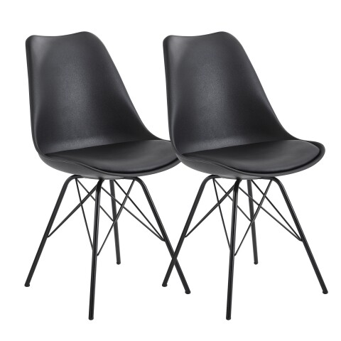 Esszimmerstuhl >WL6.183< (2er-Set) in Schwarz - 48x86x58 (BxHxT)