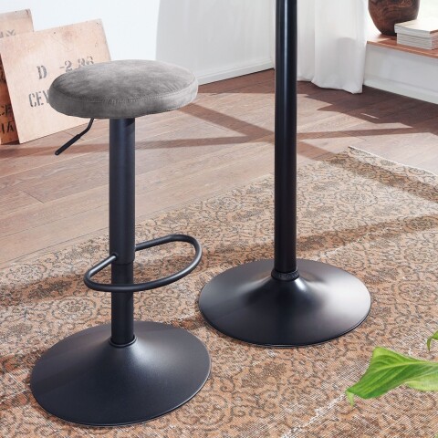 Barhocker >WL6.194< in Grau, Stoff / Metall - 79x40cm (HxD)