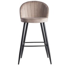 Barhocker >WL6.291< in Beige, Samt-Bezug / Metall -...