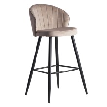 Barhocker >WL6.291< in Beige, Samt-Bezug / Metall -...