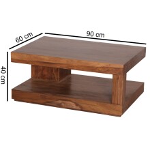 Couchtisch >WL6.229< in Sheesham, Massivholz - 90x40x60cm (BxHxT)