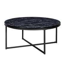 Couchtisch >WL6.247< in Marmor Optik, Holzwerkstoff / MEtall - 35x80cm (HxD)
