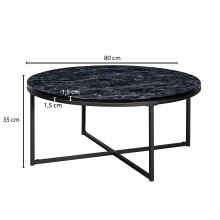 Couchtisch >WL6.247< in Marmor Optik, Holzwerkstoff / MEtall - 35x80cm (HxD)