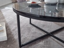 Couchtisch >WL6.247< in Marmor Optik, Holzwerkstoff / MEtall - 35x80cm (HxD)