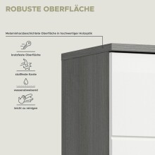 Hochschrank >Blake< in Rauchsilber/Weiß hochglanz - 90x191x31cm (BxHxT)