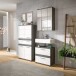 Hochschrank >Blake< in Rauchsilber/Weiß hochglanz - 70x137x31cm (BxHxT)