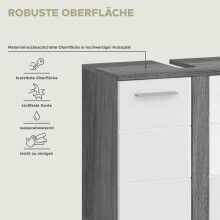 Badezimmer-Set >Blake< in Rauchsilber/Weiß hochglanz - 164x191x34cm (BxHxT)