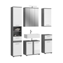 Badezimmer-Set >Blake< in Rauchsilber/Weiß...