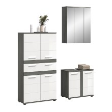 Badezimmer-Set >Blake< in Rauchsilber/Weiß...