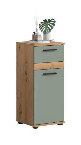 Hochschrank >Blake< in Artisan Eiche Nachbildung/Salbei - 35x79x31cm (BxHxT)