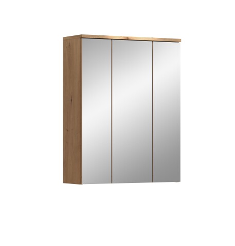 Badezimmerspiegelschrank >Blake< Artisan Eiche /Spiegelglas - 60x77x21 (BxHxT)