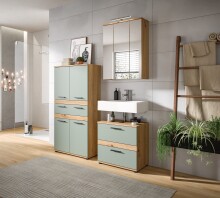 Badezimmer-Set >Blake< in Artisan Eiche Nachbildung/Salbei - 145x191x34 (BxHxT)