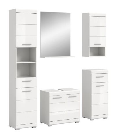 Badezimmer-Set >Scout< in Weiß/Weiß hochglanz - 164x191x34cm (BxHxT)