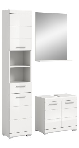 Badezimmer-Set >Scout< in Weiß/Weiß hochglanz - 112x191x34cm (BxHxT)