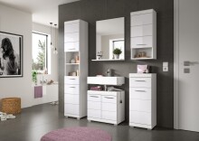 Badezimmer-Set >Scout< in Weiß/Weiß hochglanz - 112x191x34cm (BxHxT)