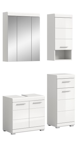 Badezimmer-Set >Scout< in Weiß/Weiß hochglanz - 112x191x34cm (BxHxT)