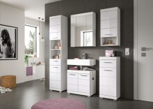 Badezimmer-Set >Scout< in Weiß/Weiß hochglanz - 112x191x34cm (BxHxT)