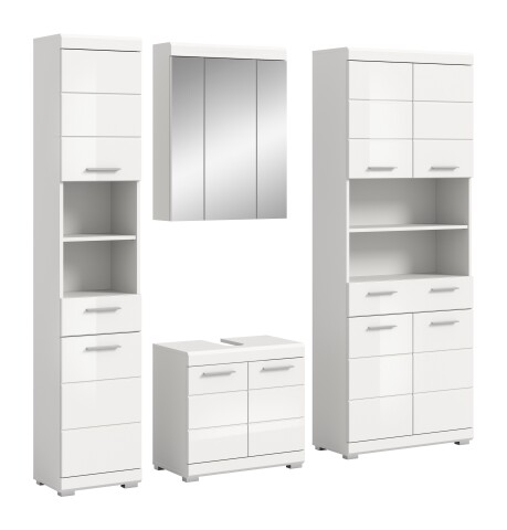 Badezimmer-Set >Scout< in Weiß/Weiß hochglanz - 186x191x34cm (BxHxT)