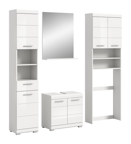 Badezimmer-Set >Scout< in Weiß/Weiß hochglanz - 190x191x34cm (BxHxT)