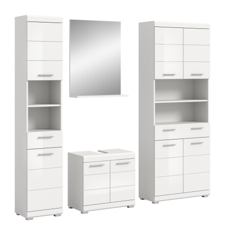 Badezimmer-Set >Scout< in Weiß/Weiß hochglanz - 186x191x34cm (BxHxT)