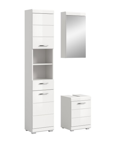 Badezimmer-Set >Scout< in Weiß/Weiß hochglanz - 92x191x34cm (BxHxT)