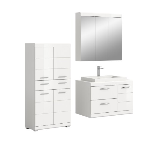 Badezimmer-Set >Scout< in Weiß/Weiß hochglanz - 169x191x50cm (BxHxT)