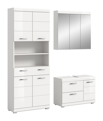 Badezimmer-Set >Scout< in Weiß/Weiß hochglanz - 169x191x34cm (BxHxT)