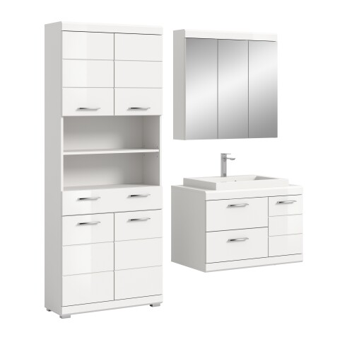 Badezimmer-Set >Scout< in Weiß/Weiß hochglanz - 169x191x50cm (BxHxT)