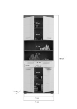Hochschrank >Scout< in Rauchsilber/Weiß hochglanz - 74x191x31cm (BxHxT)
