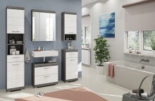 Hängeschrank >Scout< in Rauchsilber/Weiß hochglanz - 37x79x24cm (BxHxT)