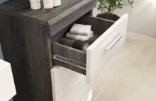 Badezimmer-Set >Scout< in Rauchsilber/Weiß hochglanz - 164x191x34cm (BxHxT)