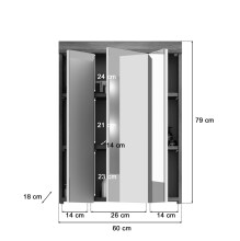 Badezimmer-Set >Scout< in Rauchsilber/Weiß hochglanz - 190x191x34cm (BxHxT)