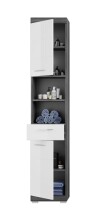 Badezimmer-Set >Scout< in Rauchsilber/Weiß hochglanz - 190x191x34cm (BxHxT)