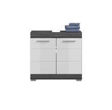 Badezimmer-Set >Scout< in Rauchsilber/Weiß hochglanz - 186x191x34cm (BxHxT)