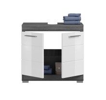 Badezimmer-Set >Scout< in Rauchsilber/Weiß hochglanz - 60x191x34cm (BxHxT)