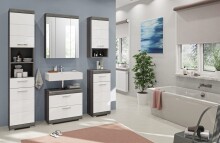 Badezimmer-Set >Scout< in Rauchsilber/Weiß hochglanz - 164x191x34cm (BxHxT)