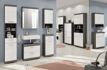 Badezimmer-Set >Scout< in Rauchsilber/Weiß hochglanz - 112x191x34cm (BxHxT)