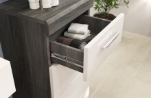 Badezimmer-Set >Scout< in Rauchsilber/Weiß hochglanz - 164x191x34cm (BxHxT)