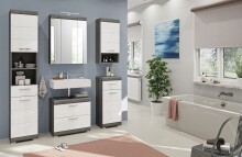 Badezimmer-Set >Scout< in Rauchsilber/Weiß hochglanz - 164x191x34cm (BxHxT)