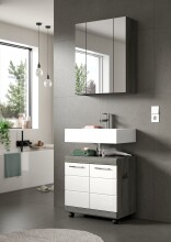 Badezimmer-Set >Scout< in Rauchsilber/Weiß hochglanz - 60x191x34cm (BxHxT)