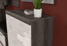 Garderoben-Set >Scout< in Rauchsilber/Weiß hochglanz - 272x197x40cm (BxHxT)