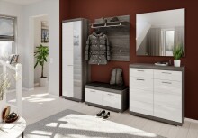 Garderoben-Set >Scout< in Rauchsilber/Weiß hochglanz - 195x197x40cm (BxHxT)