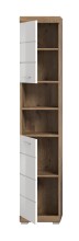 Hochschrank >Wave< in Nox Oak Nachbildung/Weiß hochglanz - 37x191x31cm (BxHxT)
