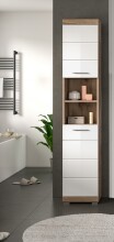 Hochschrank >Wave< in Nox Oak Nachbildung/Weiß hochglanz - 37x191x31cm (BxHxT)