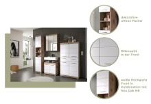 Badezimmer-Set >Wave< in Nox Oak Nachbildung/Weiß hochglanz - 149x191x34 (BxHxT)