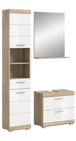 Badezimmer-Set >Lambada< in Eiche Dekor / Weiß  - 112x191x34cm (BxHxT)