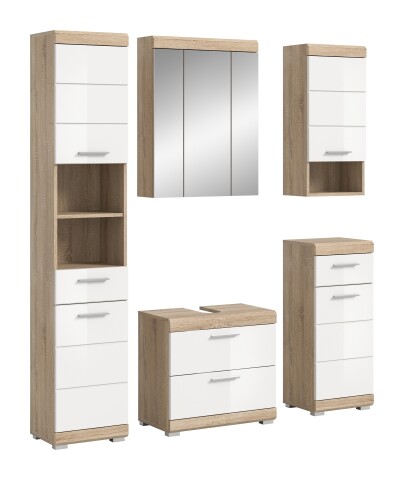 Badezimmer-Set >Lambada< in Eiche Dekor / Weiß  - 164x191x34cm (BxHxT)