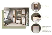 Badezimmer-Set >Lambada< in Eiche Dekor / Weiß - 112x191x34cm (BxHxT)